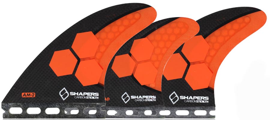 Shapers Fins - AM2 Stealth Tri-Quad-5 Fin (Future) - Orange - Large