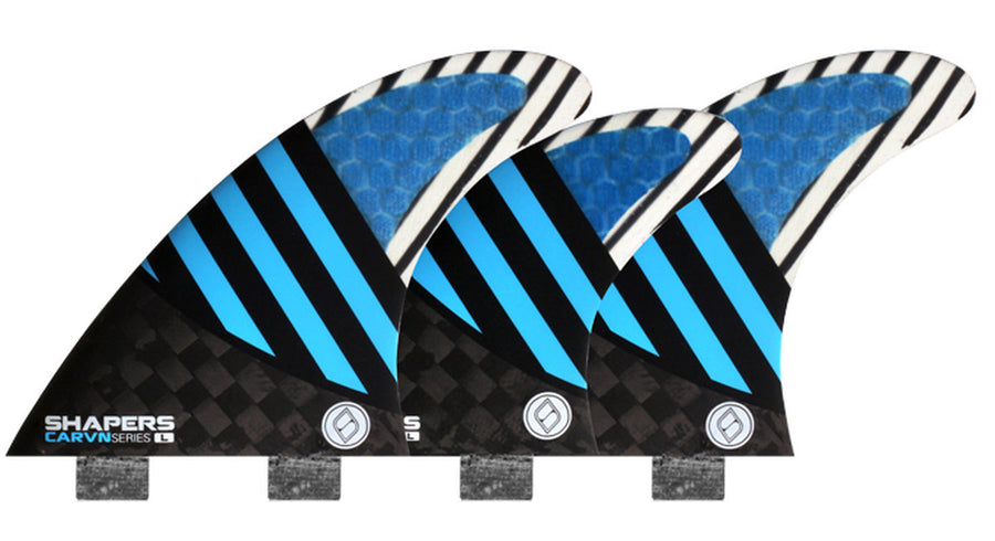 Shapers Fins - CARVN Tri-Quad-5 Fin (FCS) - Blue - Large