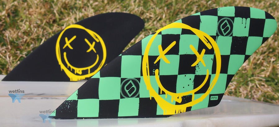 Shapers Fins - Twin Fish Keels (Future) - Green Checker