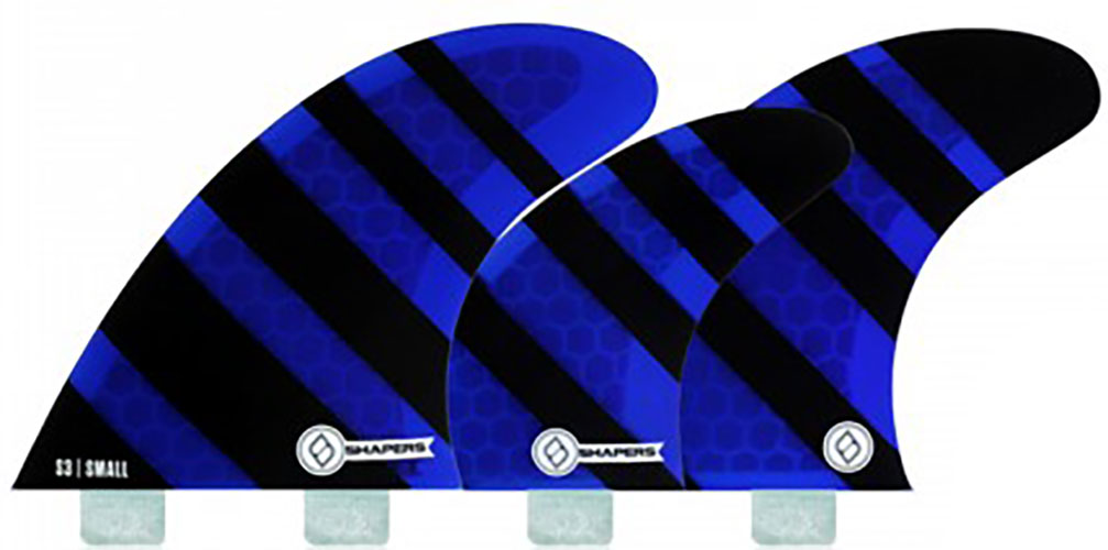 Shapers Fins - S3 Tri-Quad-5 Fin (FCS) - Blue/Black - Small
