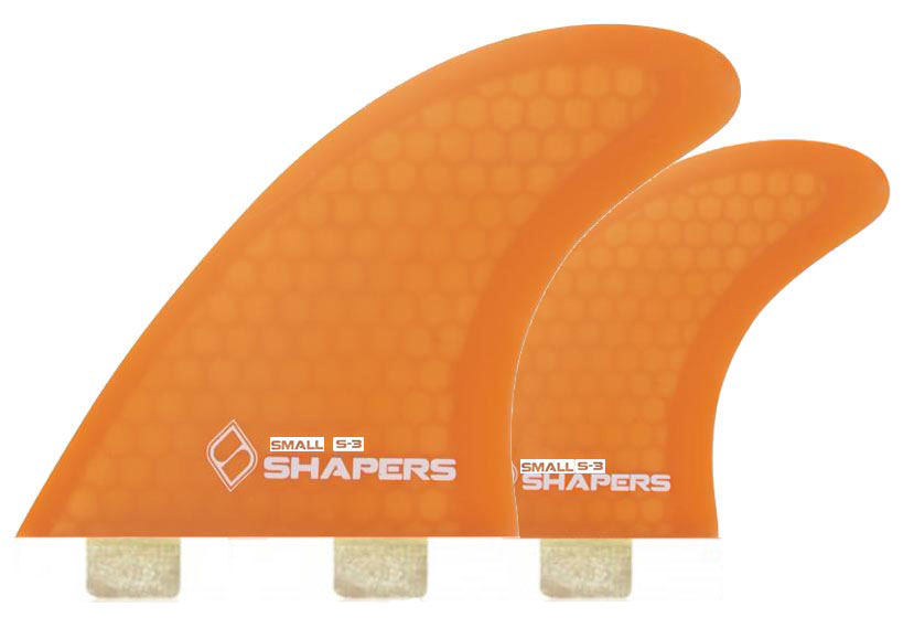 Shapers Fins - S3 Tri-Quad-5 Fin (FCS) - Orange - Small