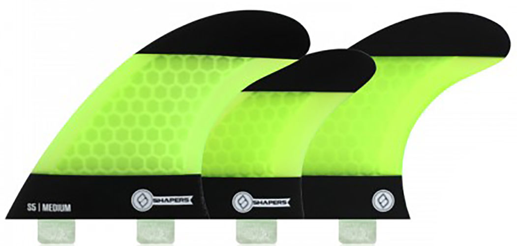 Shapers Fins - S5 Tri-Quad-5 Fin (FCS) - Green/Black - Medium
