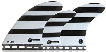 Shapers Fins - S7 Tri-Quad-5 Fin (Future) - Black Stripes - Large