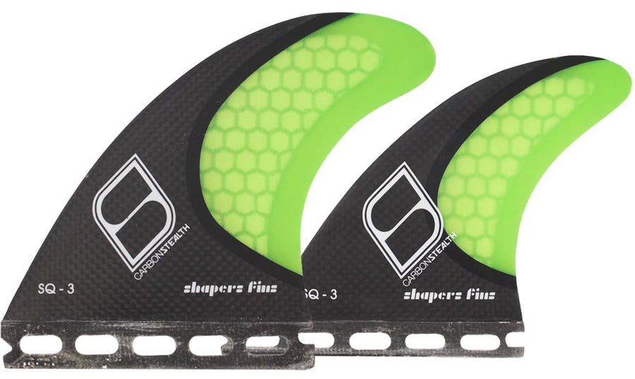 Shapers Fins - SQ-3 Quad (Futures) - Fluro Green - Small